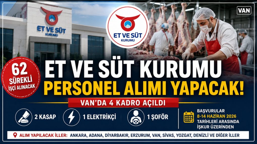Et ve Süt Kurumu'ndan Personel Alımı! Van'da 4 Kadro Açıldı